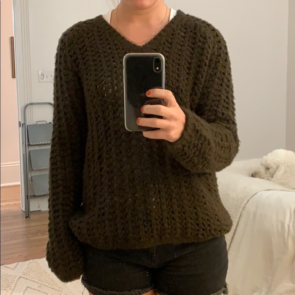 Dark green v neck sweater